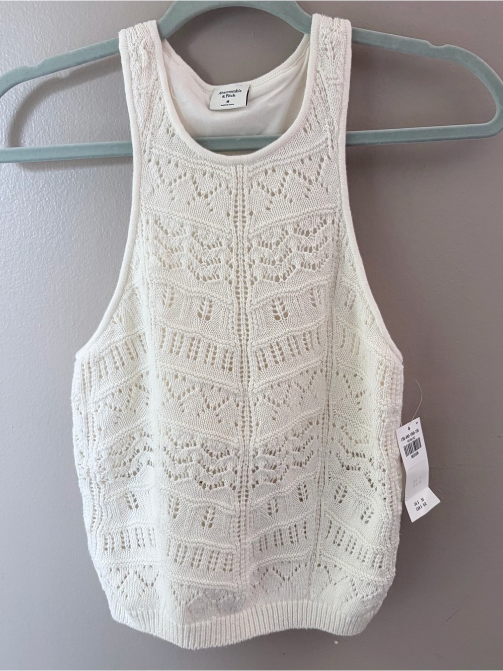 Abercrombie & Fitch White Crochet Knit High Neck Tank Top NWT Medium